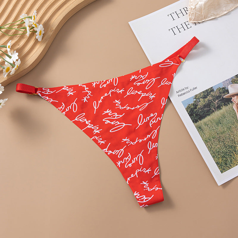 Women's Ice Silk Seamless Printed Low Waist Panties