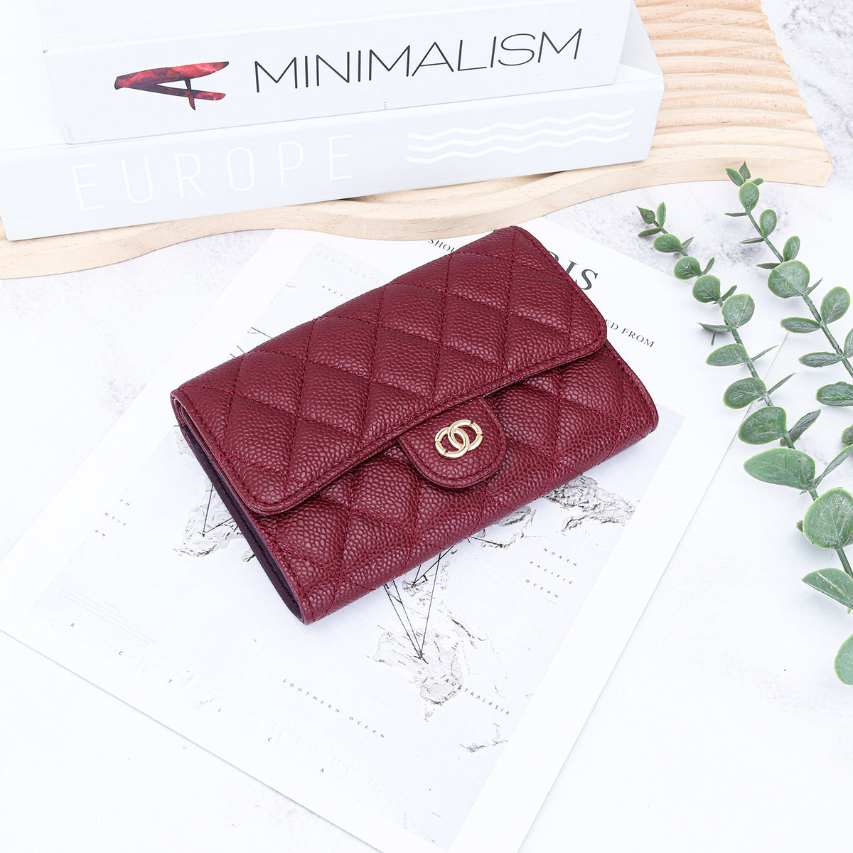 Women's Classic Style Caviar Mid-length Leather Rhombus Ladies Wallet