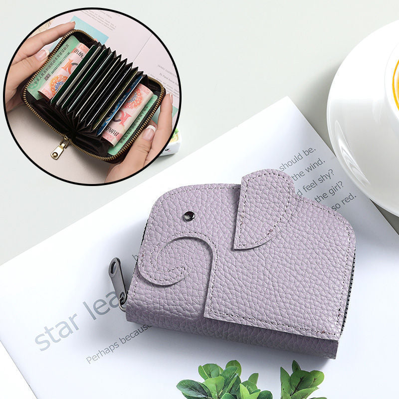 Cute Elephant Cartoon Female Personalized Minority Large Card Holder