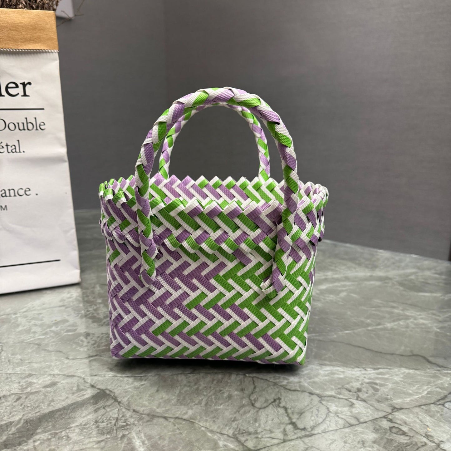 Women's Plastic Woven Knitted Basket Hand Gift Handbags