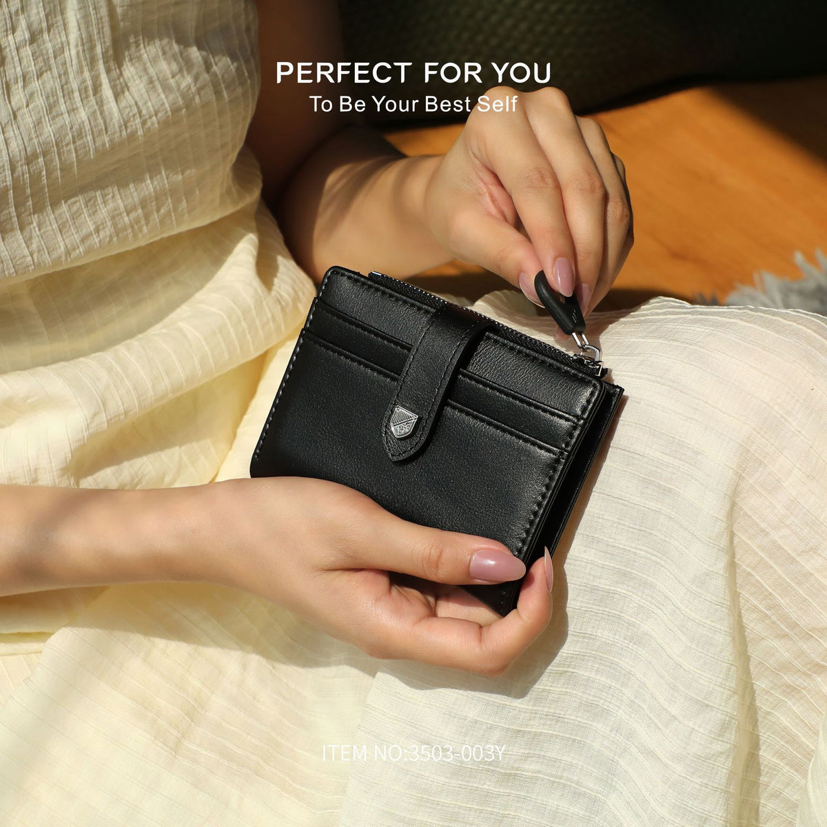 Women's Lightweight Large Capacity Zipper Double Closed Ladies Wallet
