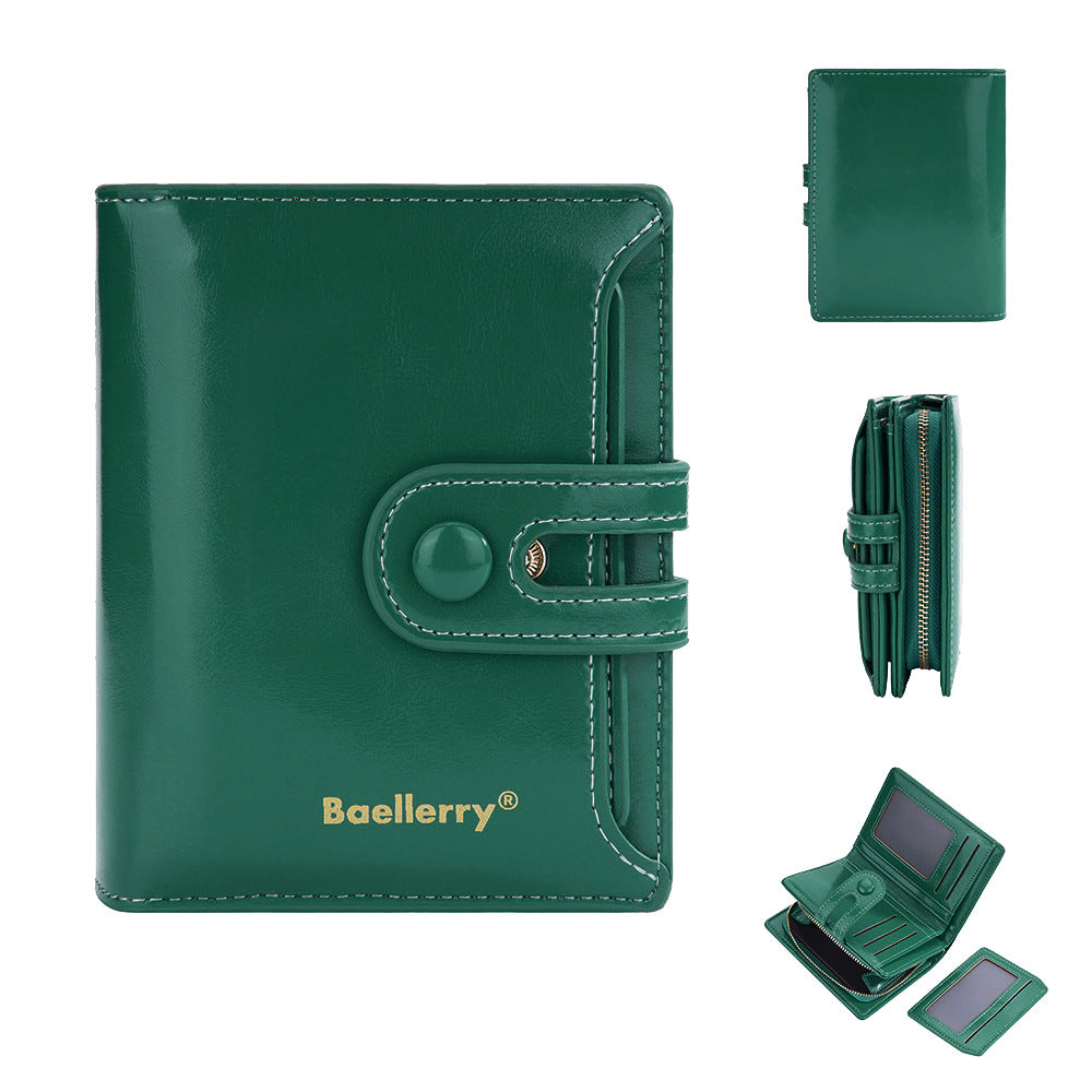 Women's High Sense Integrated Short Oil Wax Ladies Wallet