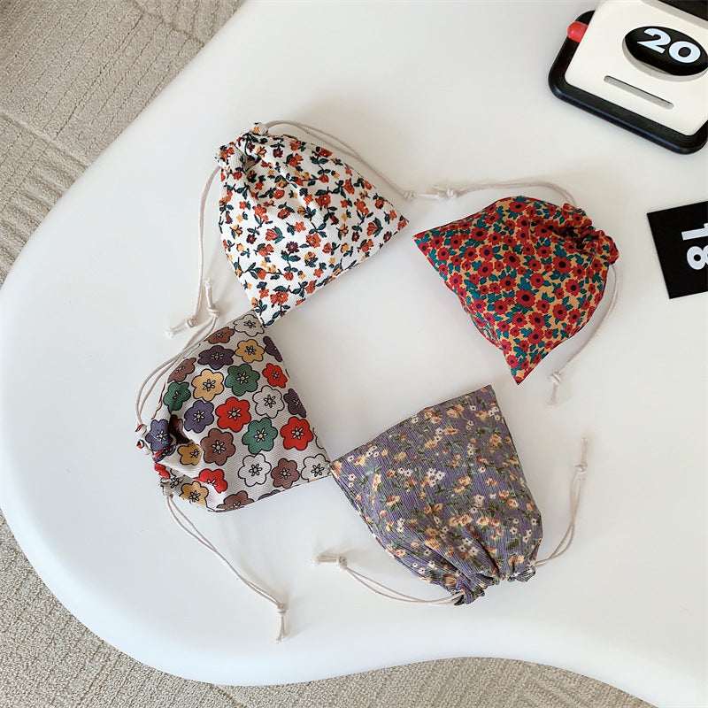 Drawstring Pocket Cute Cloth Female Organizing Bags