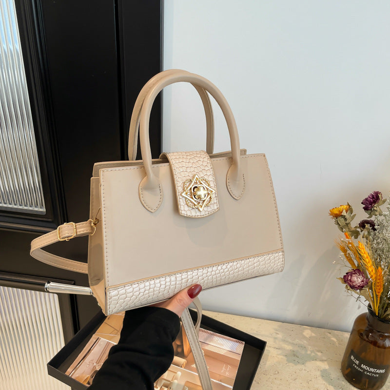 Fashion Crocodile Pattern Stitching Texture Elegant Large Women's Shoulder Bag