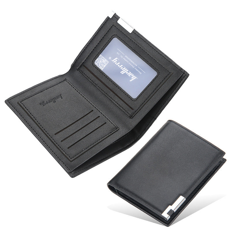 Men's Short Thin Iron Edge Korean Fashion Green Horizontal Card Holder