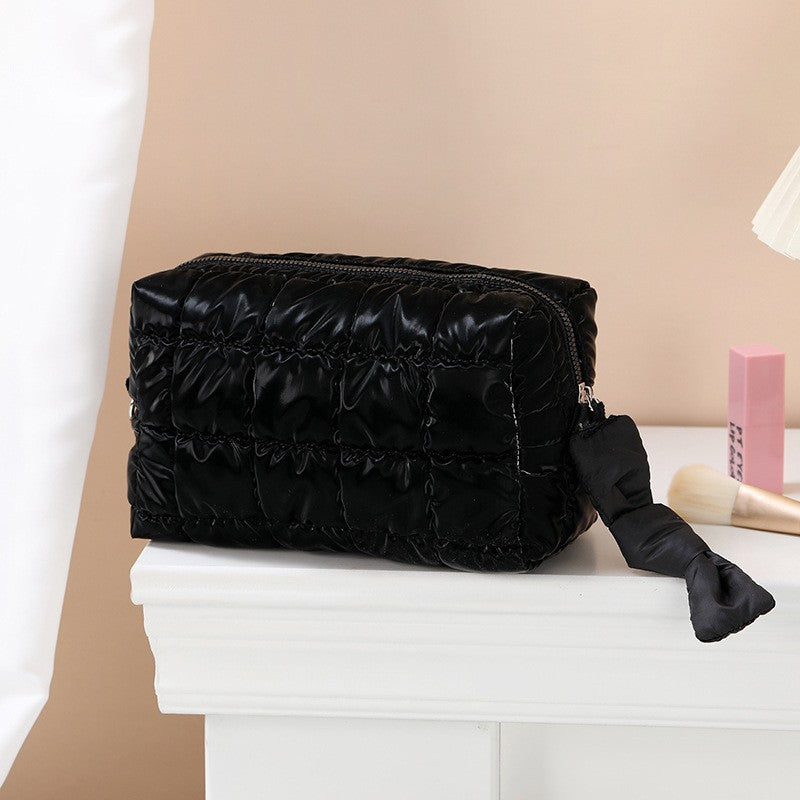 Embroidered White Storage Space Cotton Jacket Makeup Bag