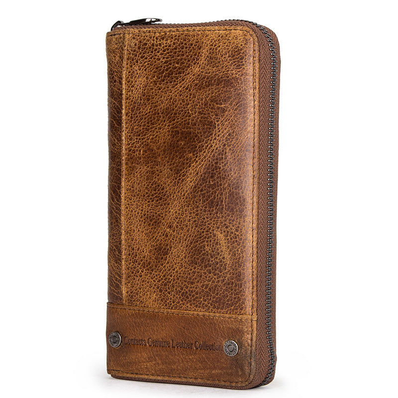 Men's Angel Retro Crazy Horse Leather Swiping Men's Wallet