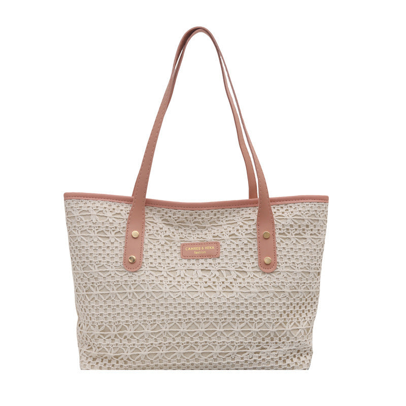 Women's Style Color Matching Straw Texture Underarm Women's Shoulder Bag