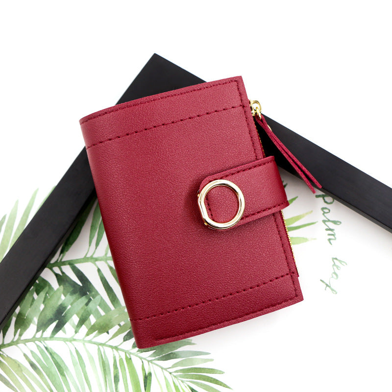 Durable Women's Zipper Short Fresh Artistic Ladies Wallets