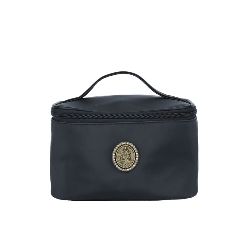 Black Head Solid Color Portable Toiletry Makeup Bag