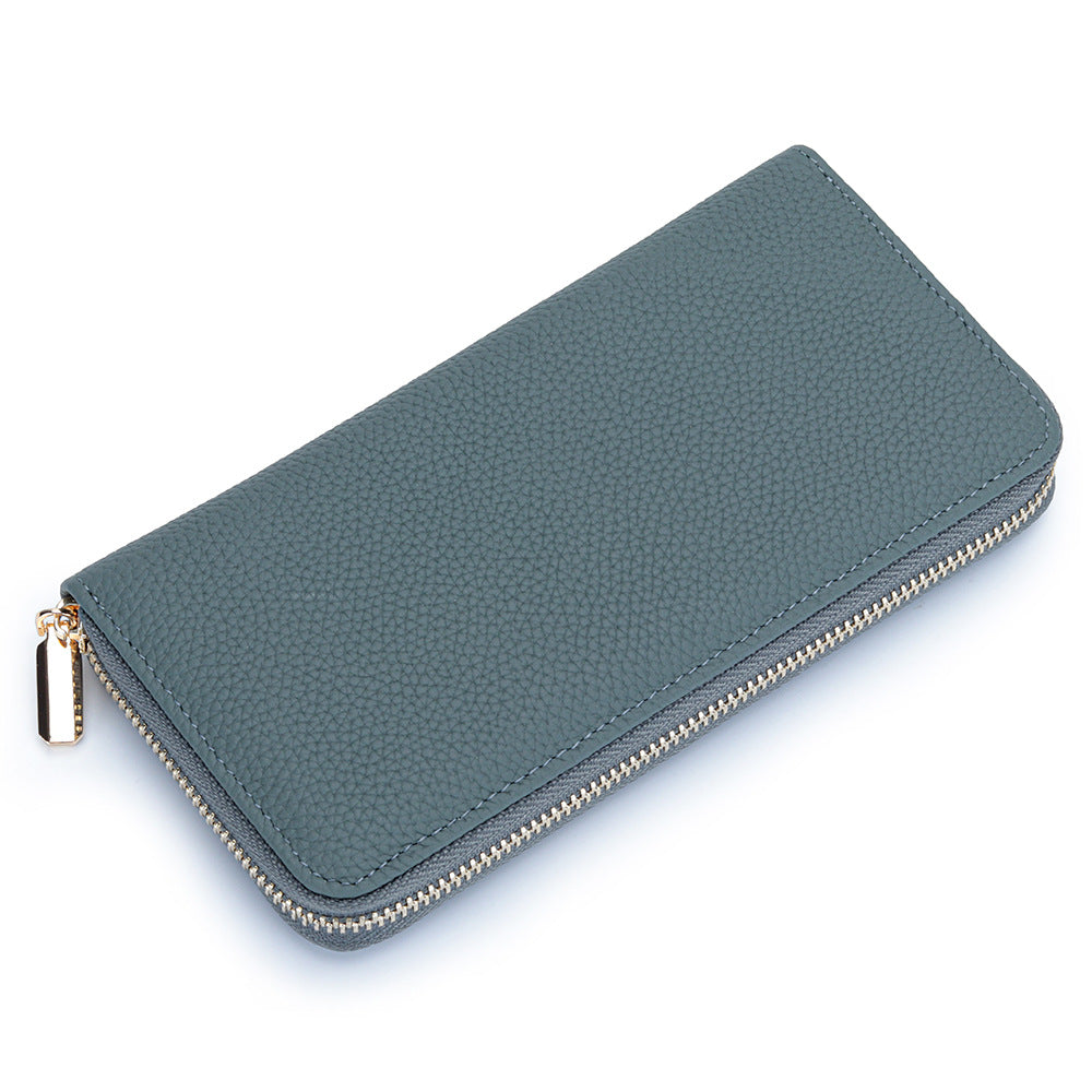 Zipper First Layer Cowhide Large Capacity Ladies Wallet