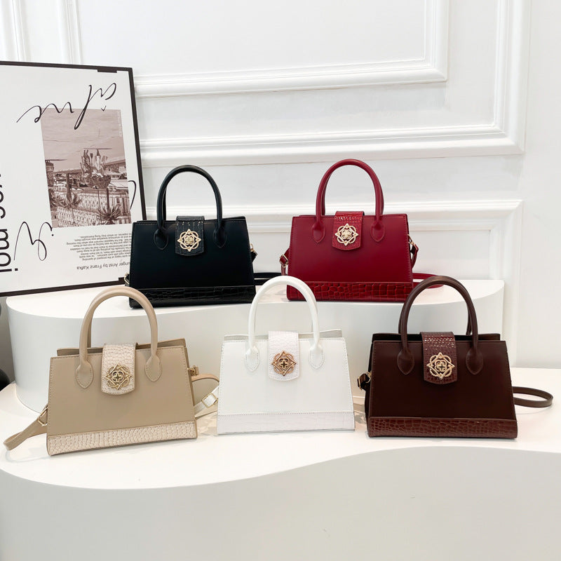 Fashion Crocodile Pattern Stitching Texture Elegant Large Women's Shoulder Bag