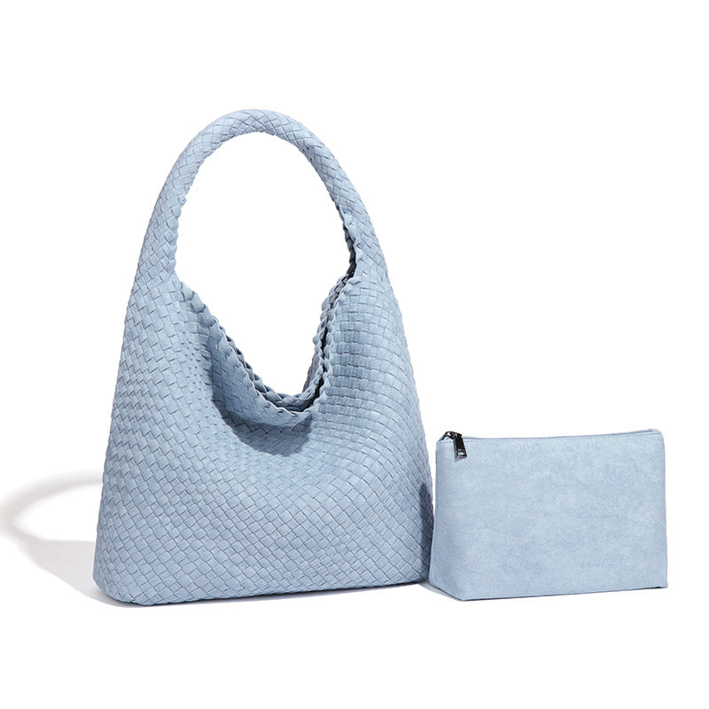 Women's Handmade Woven Idle Style Single Underarm Bucket Bags