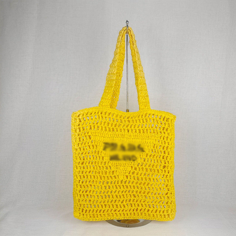 Paper String Woven Beach Versatile Letter Handbags