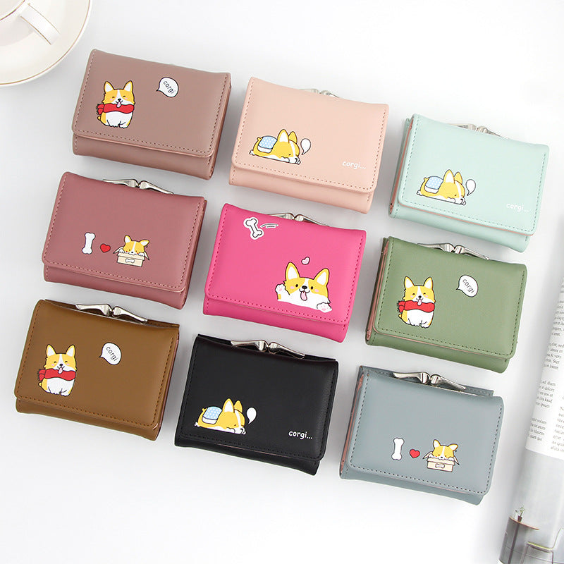 Women's Iron Clamp Short Cute Cartoon Ladies Wallet