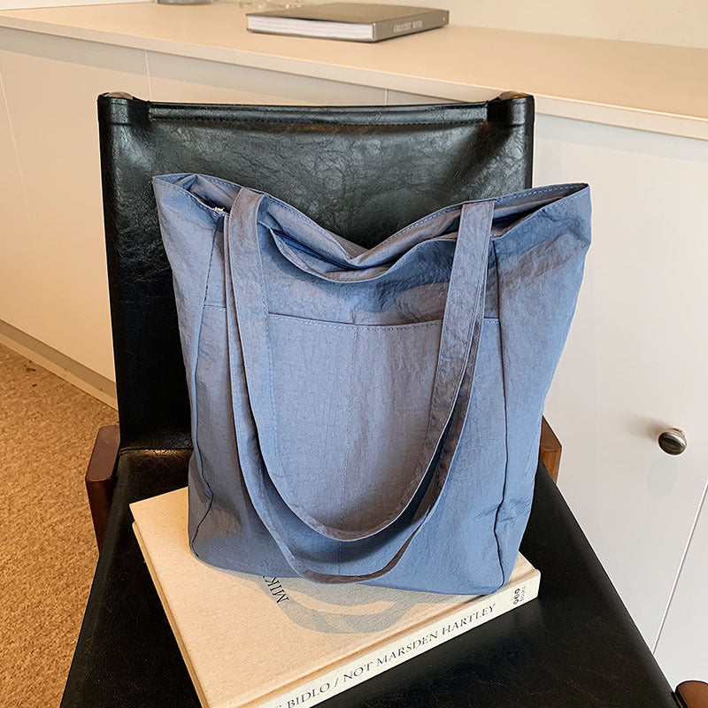 Women's Capacity Artistic Simple Washed Cloth For Shoulder Bags