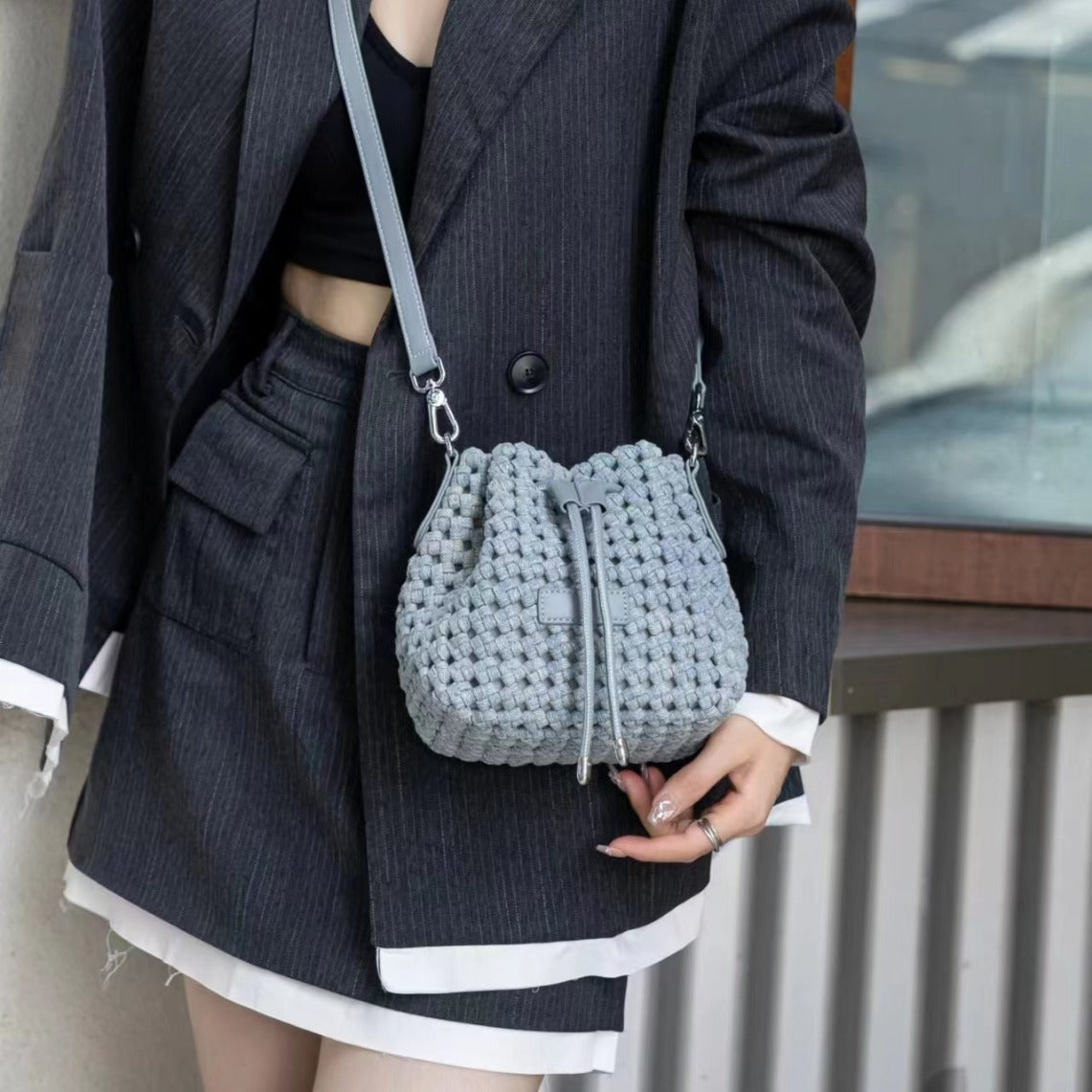 Women's High-grade Hand-woven Denim Versatile Fashion Women's Shoulder Bag