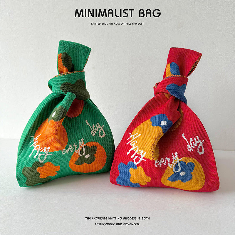 Women's Festive Gift Knitted Lucky Trendy Persimmon Handbags