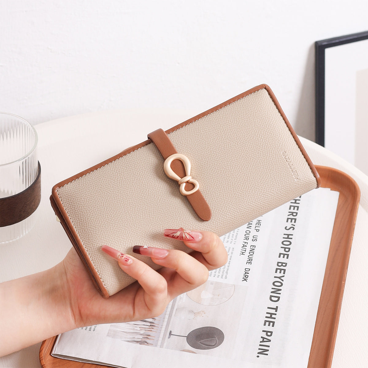 Women's Korean Contrast Color Clutch Two-fold Folding Ladies Wallet
