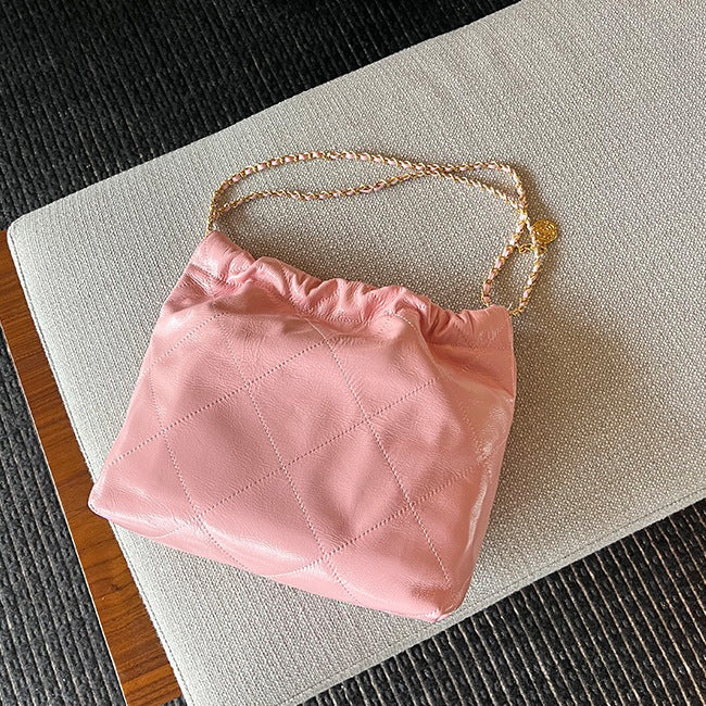 Cowhide Classic Style Diamond Chain Garbage Large Capacity Women's Shoulder Bag