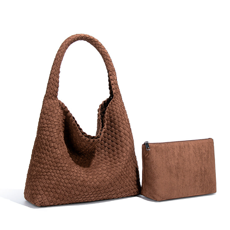 Women's Handmade Woven Idle Style Single Underarm Bucket Bags
