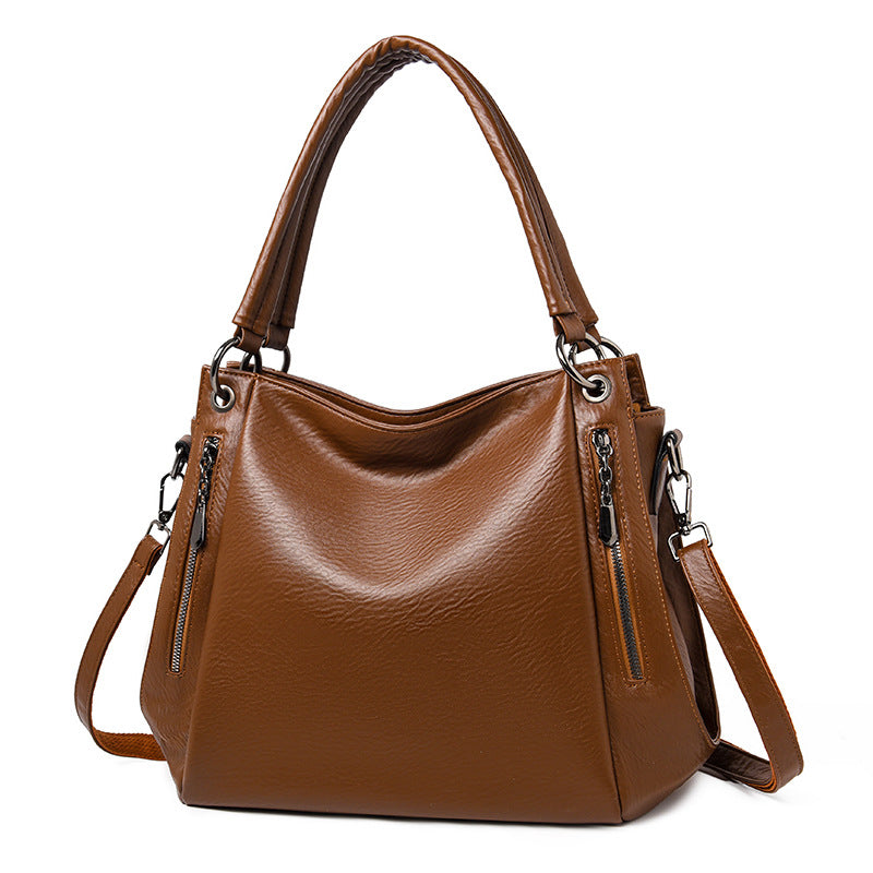 Women's Soft Leather Textured Vintage Large Capacity Women's Shoulder Bag