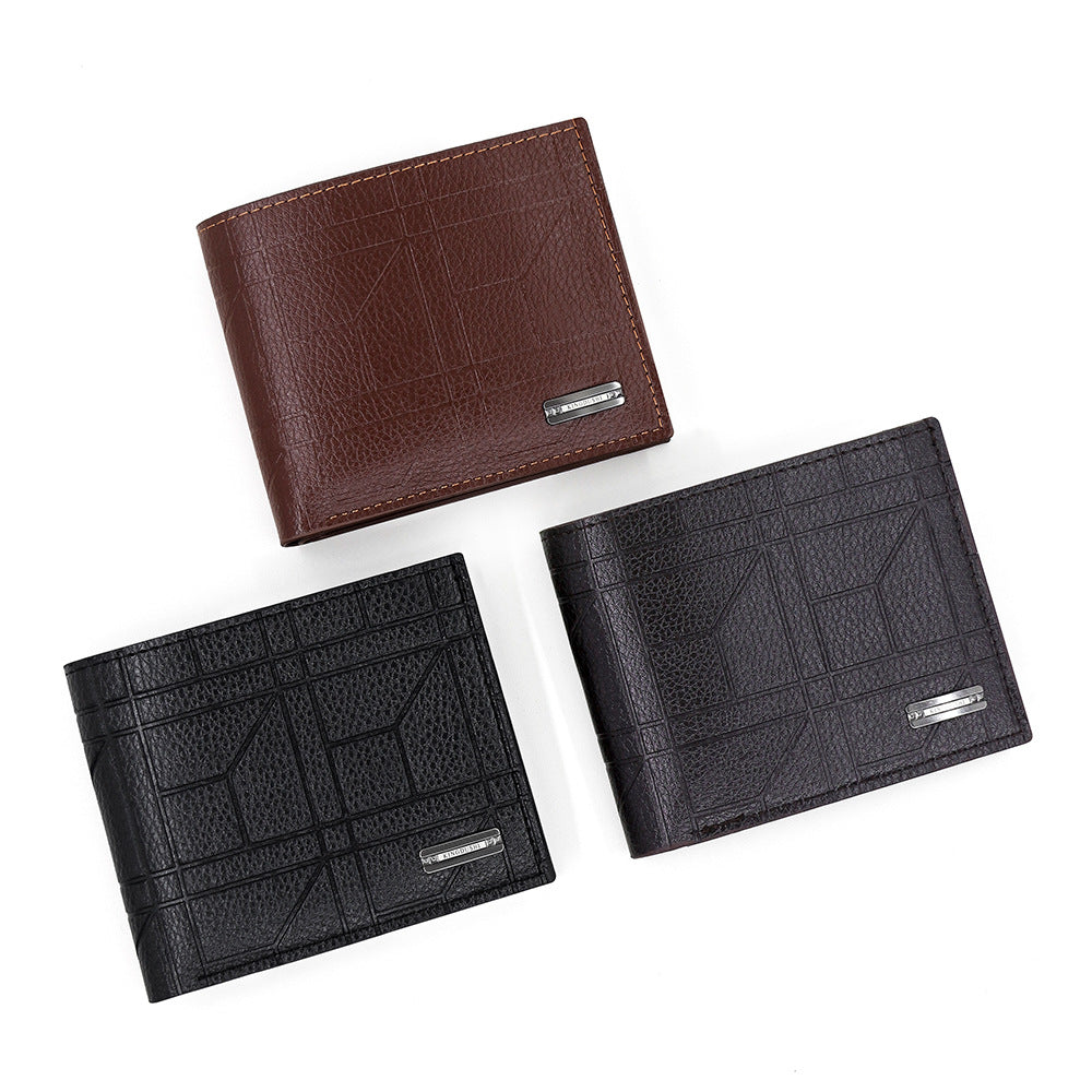 Men's Fashion Green Plaid Horizontal Soft Leather Large Capacity Men's Wallet
