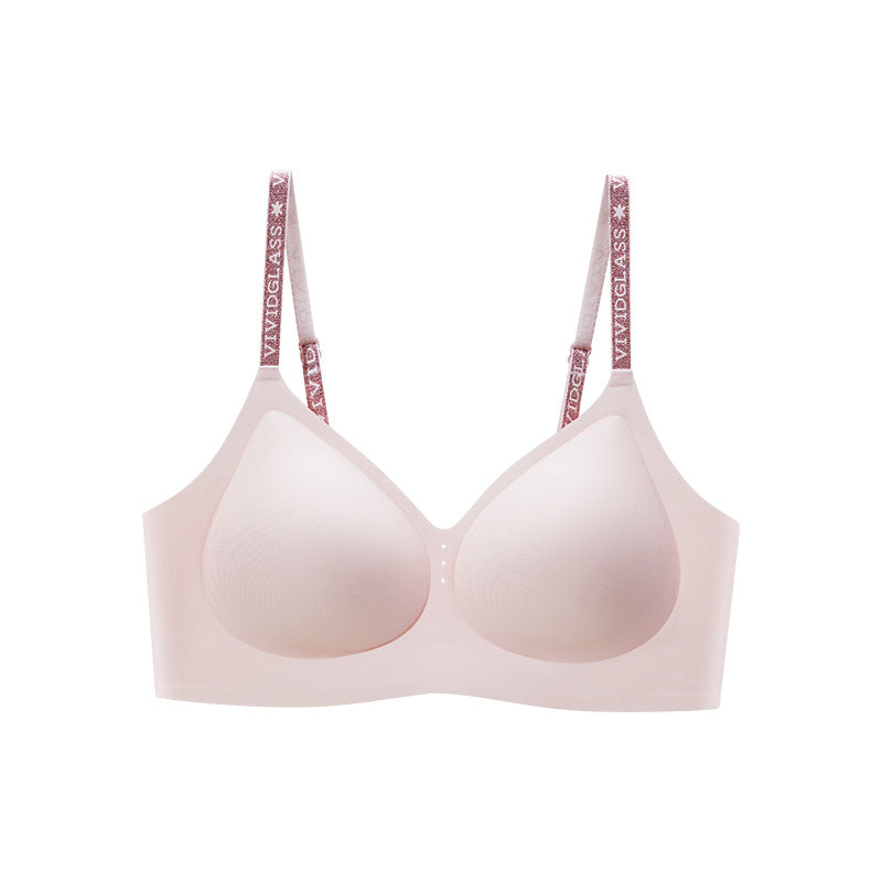 Glittering Colorful Letter Shoulder Strap Seamless Underwear Camellia Everyday Bras