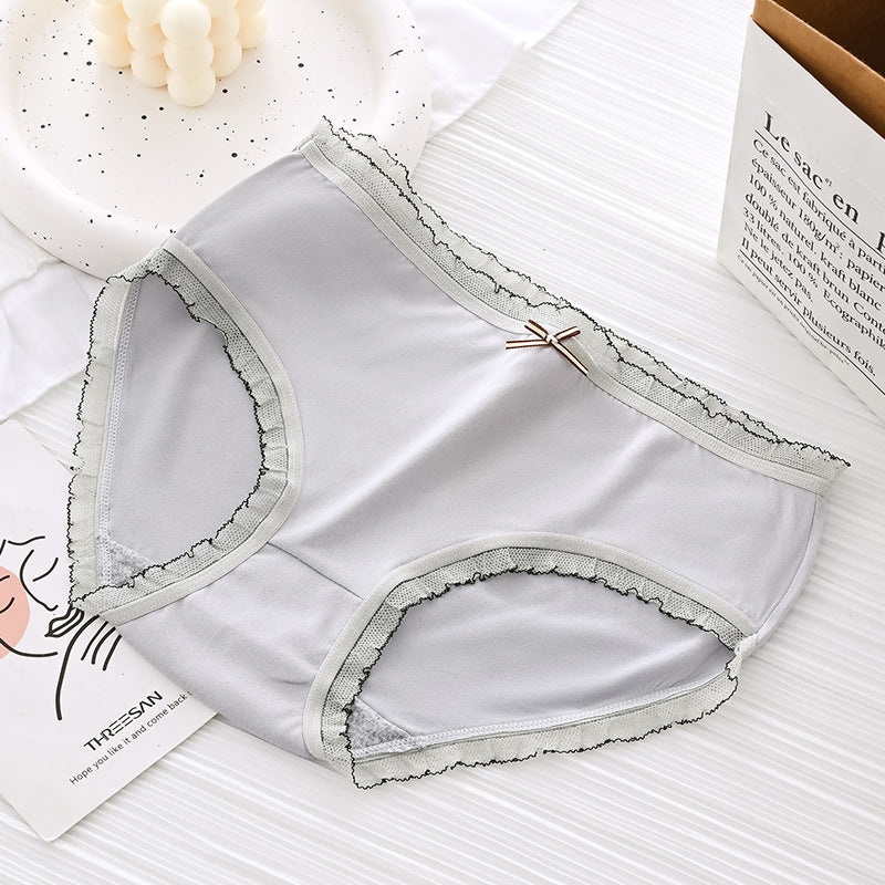 Women's Mid Waist Breathable Underwear Cute Sweet Panties