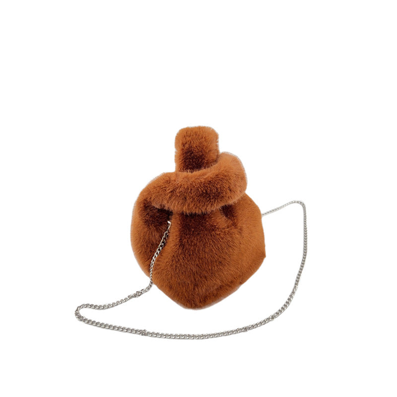 Stylish Imitation Fur Vest Hand Plush Shoulder Bags