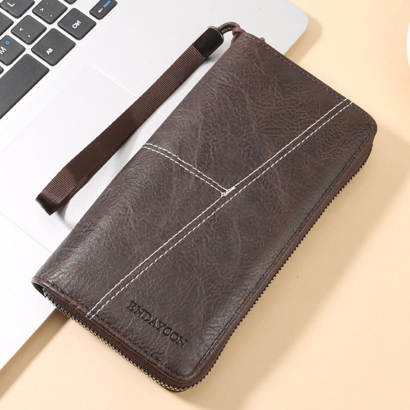 Men's Long Multiple Slots Large Capacity Zipper Phone Bags