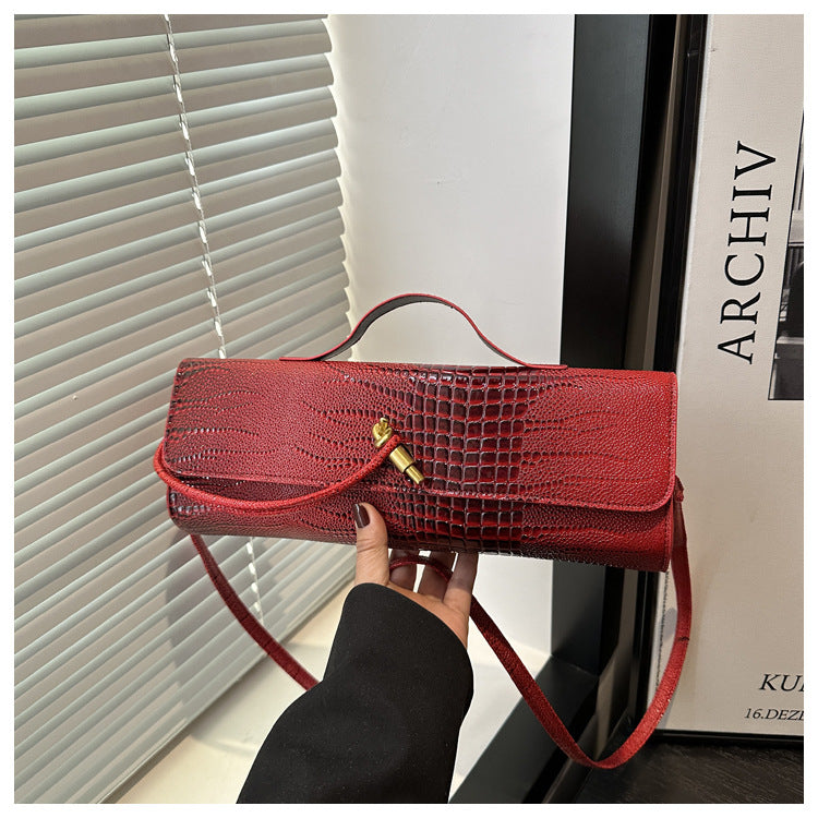 Women's Style Texture Horizontal Version Trendy Crocodile Pattern Large Capacity Retro Women's Shoulder Bag