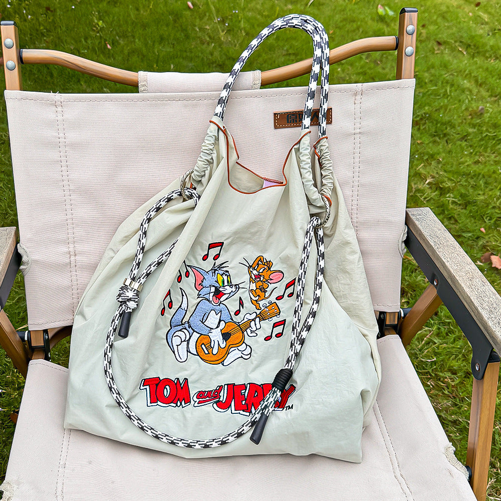 Authorized Embroidered Shopping Female Cartoon Fashion Portable Shoulder Bags