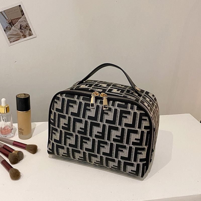 Letter Leather Cosmetics Storage Portable Hand Makeup Bag