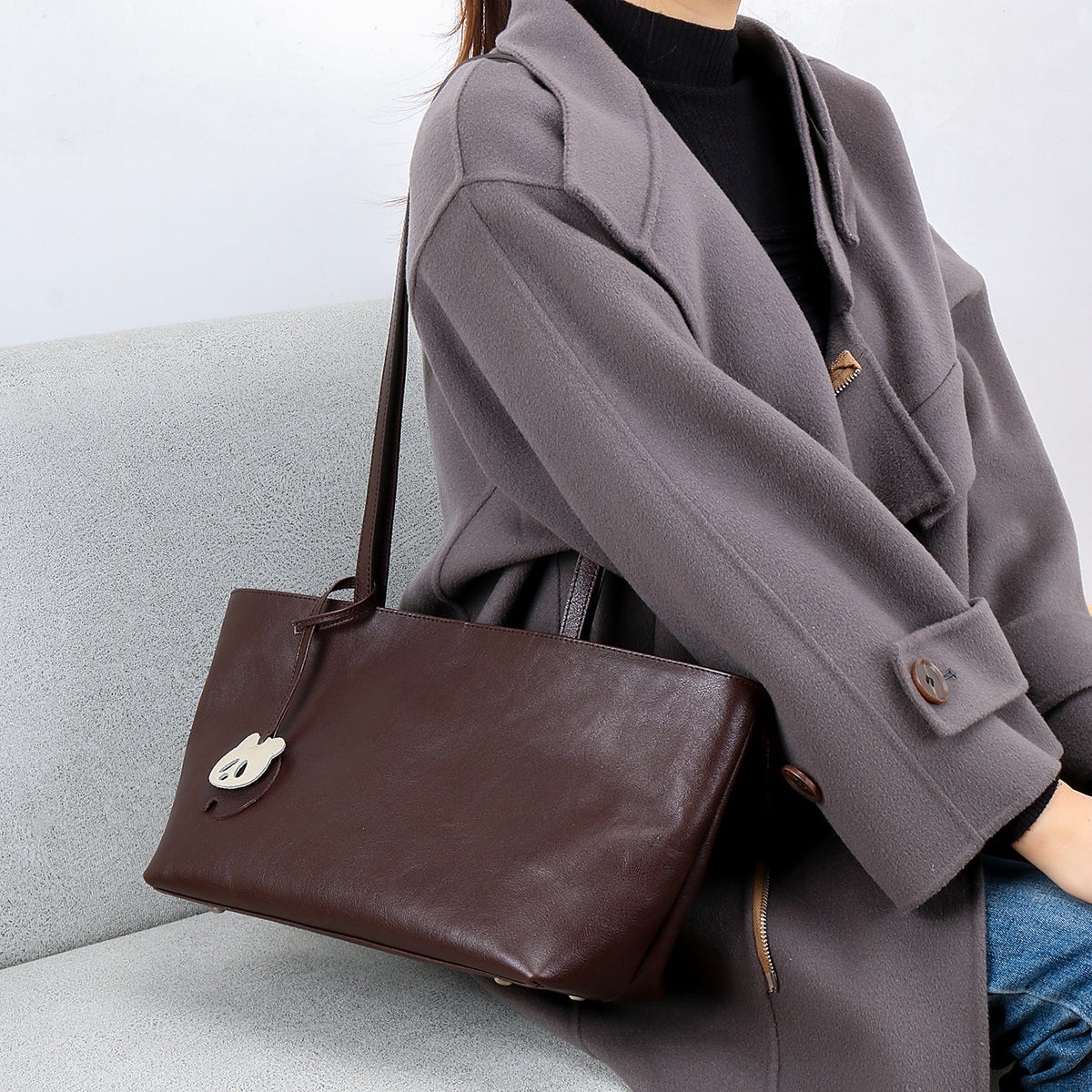 Women's Vegetable Tanned Leather Cow Genuine Underarm Niche Retro Soft Large Women's Messenger Bag