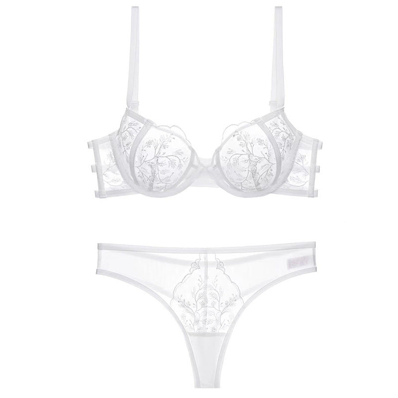 Women's Sexy Lace Embroidery Thin Underwear Summer Big Lingerie Sets