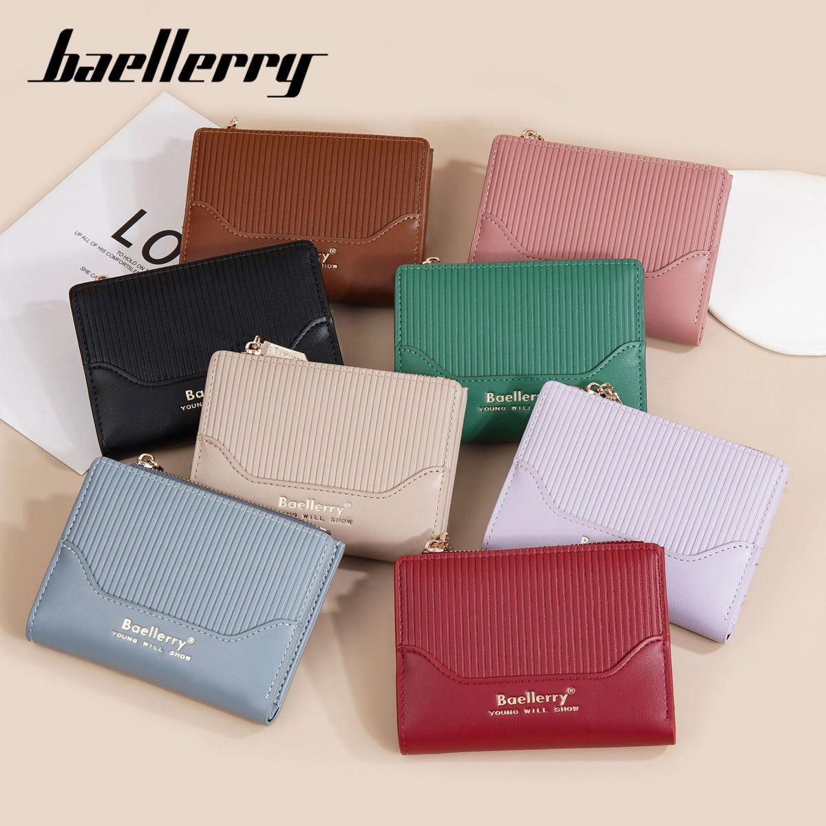 Women's Short Plaid Stitching Zipper Fashion Ladies Wallet