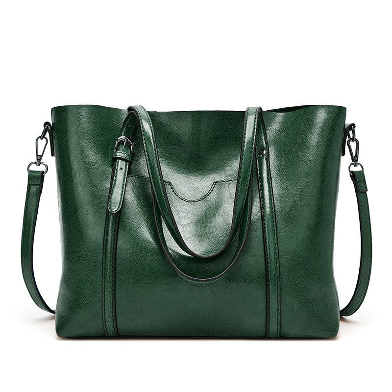 Women's Fashion Oil Wax Leather Portable Shoulder Bags