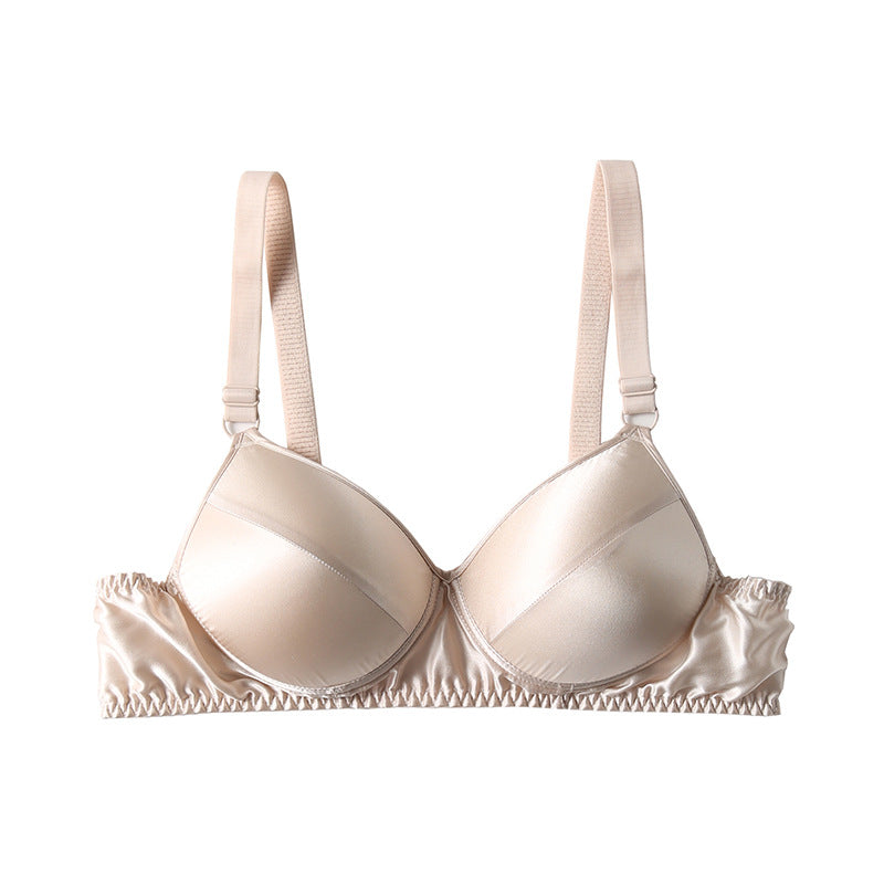 Women's Summer Thin Small Chest Gathered Mulberry Everyday Bras