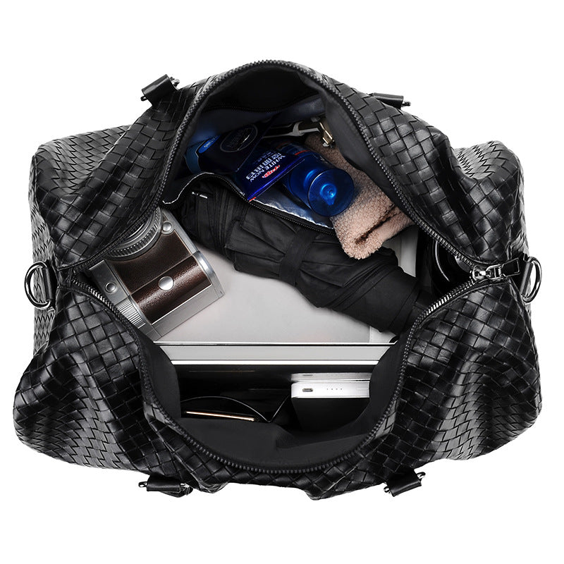 Men's Large Capacity Short-distance Plaid Woven Travel Bags