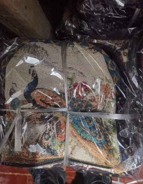 Style Gold Silk Embroidered Elephant National Backpacks