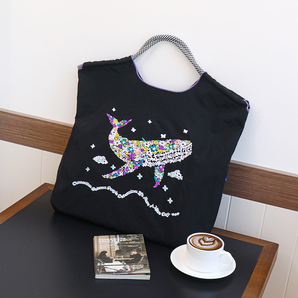 Nylon Embroidered Fashion Niche Large Capacity Women's Shoulder Bag