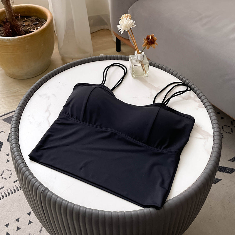 Women's Ice Silk Seamless Beauty Back Camisole Summer Outer Wear Tanks Camis