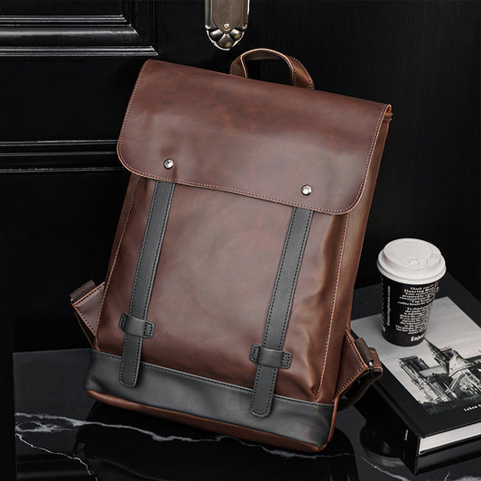 Men's Korean Trendy Retro Preppy Style Crazy Backpacks