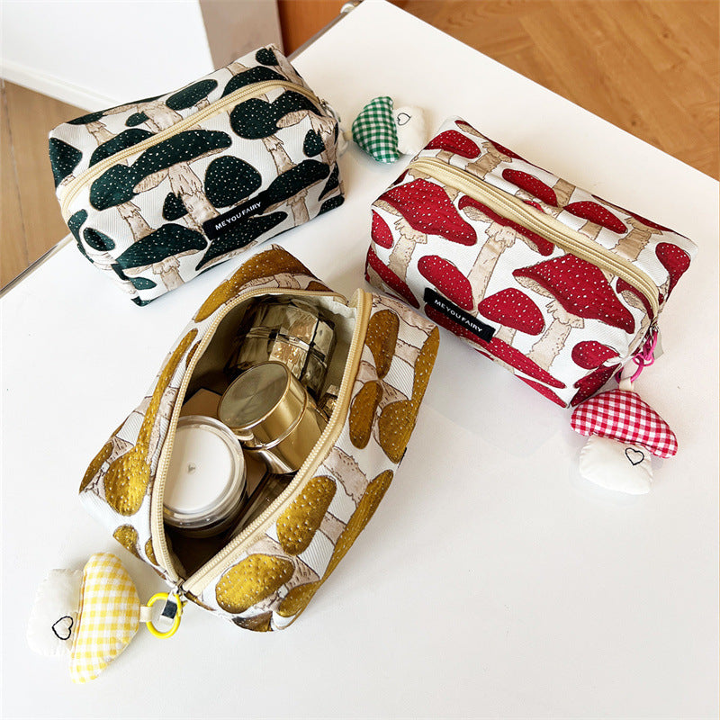 Niche Cute Mushroom With Toiletry Portable Large Makeup Bag