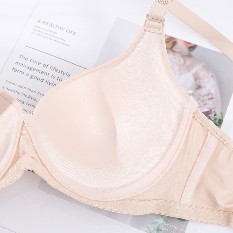 Women's Glossy Solid Color Adjustable Push Up Everyday Bras