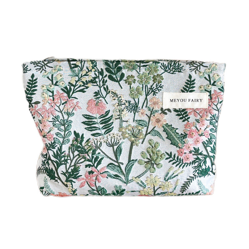Vintage Flowers Branches Leaves Large Storage Hand-held Portable Makeup Bag