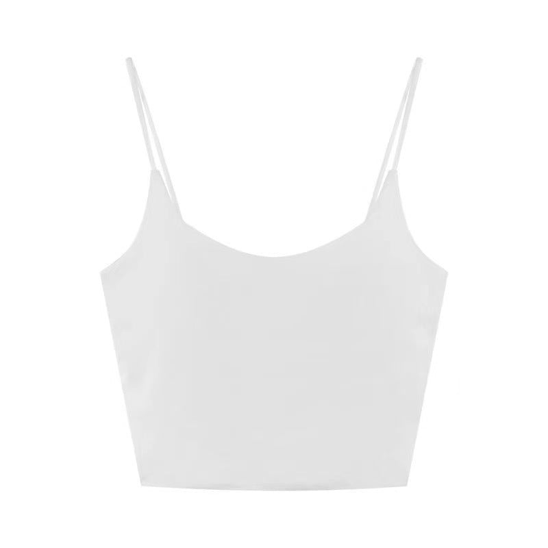 Women's Summer Silk Ice Camisole Top With Chest Pad Integrated Tanks Camis