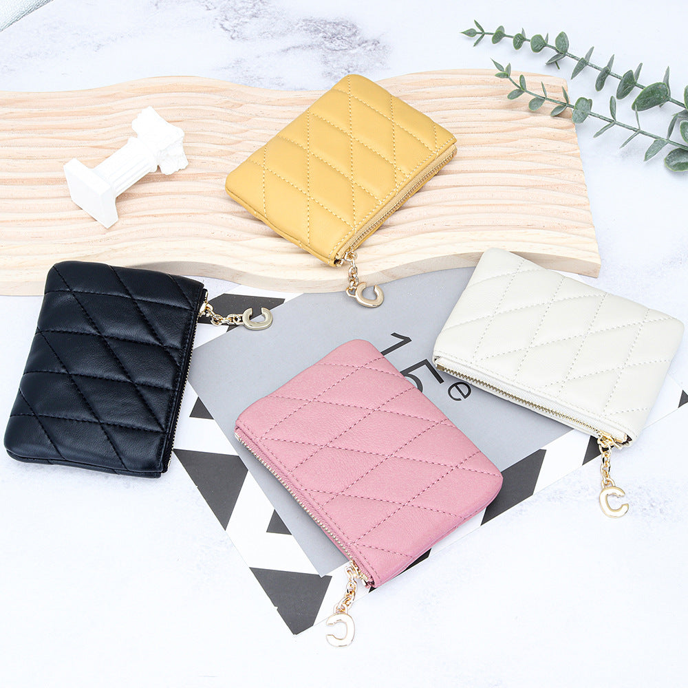 Women's Genuine Leather Chic Zip Storage Sheepskin Coin Purses