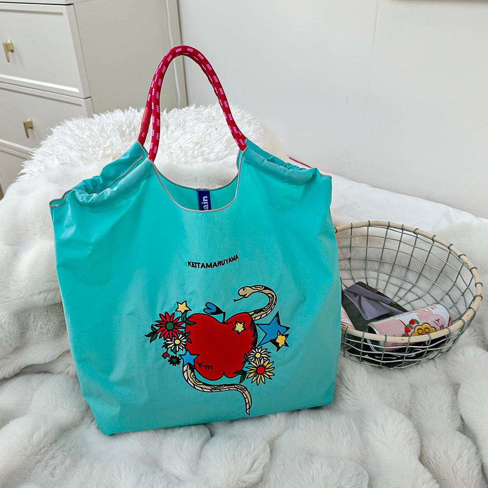Spring Style Nylon Embroidered Fashion Niche Large Capacity One Women's Shoulder Bag